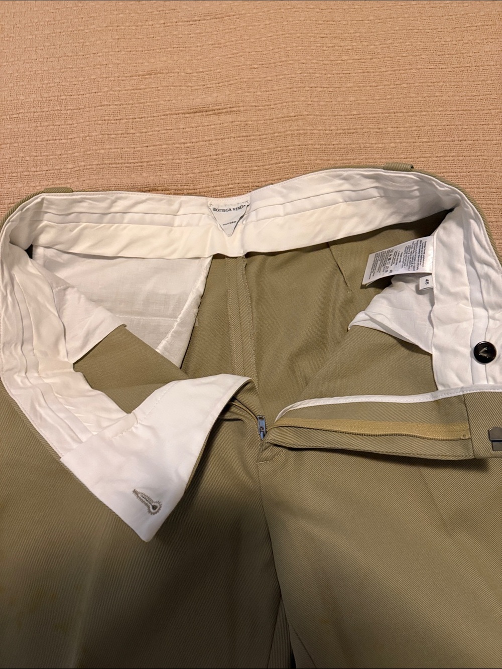 Bottega Veneta Olive Green Straight-Leg Chinos - Picture 3 of 6